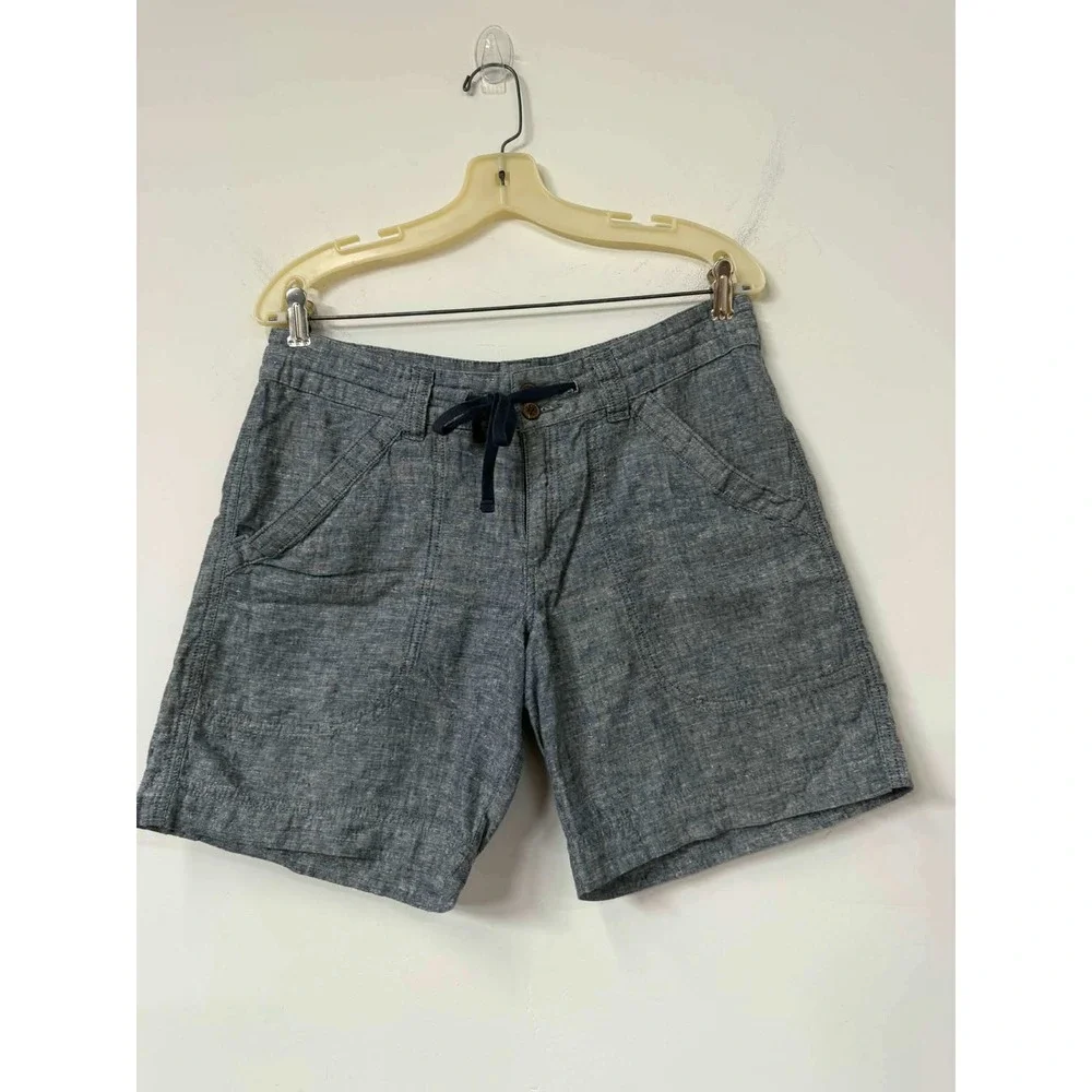Patagonia Island Hemp Shorts Womens 8 Blue Chambray Organic Cotton Blend 57115